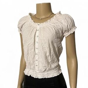 LEI White Ruffled Blouse